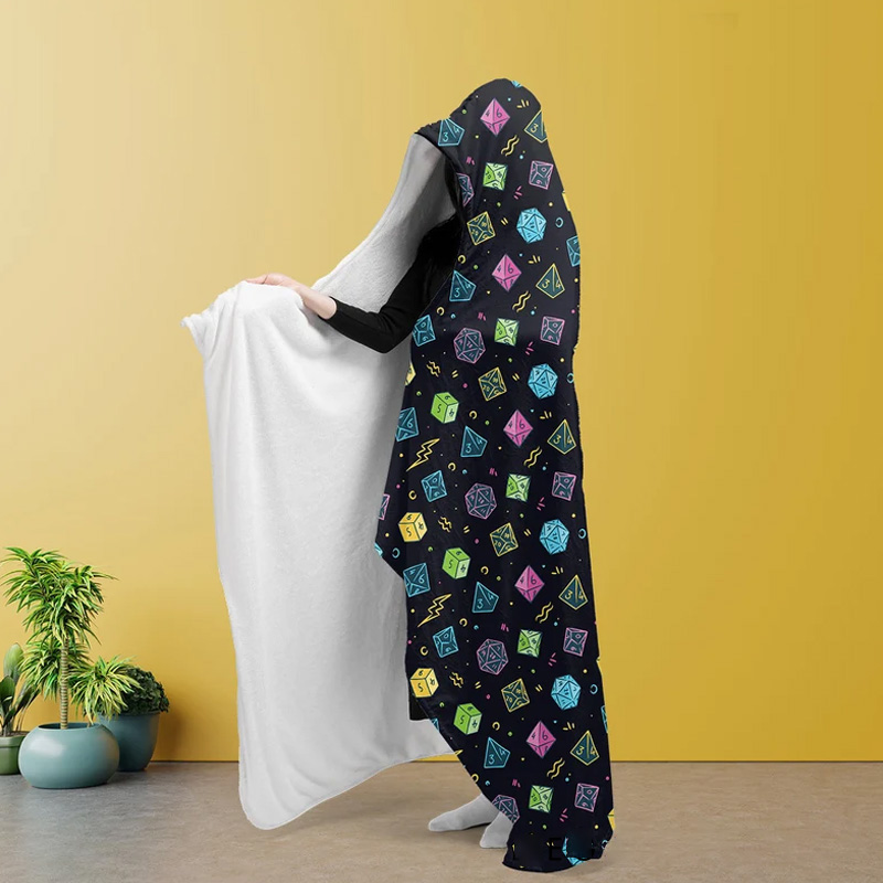 Personalized Gamer Hooded Blanket Tabletop Game Enthusiasts Hoodie Blanket Gift for Gamer Geek Lover