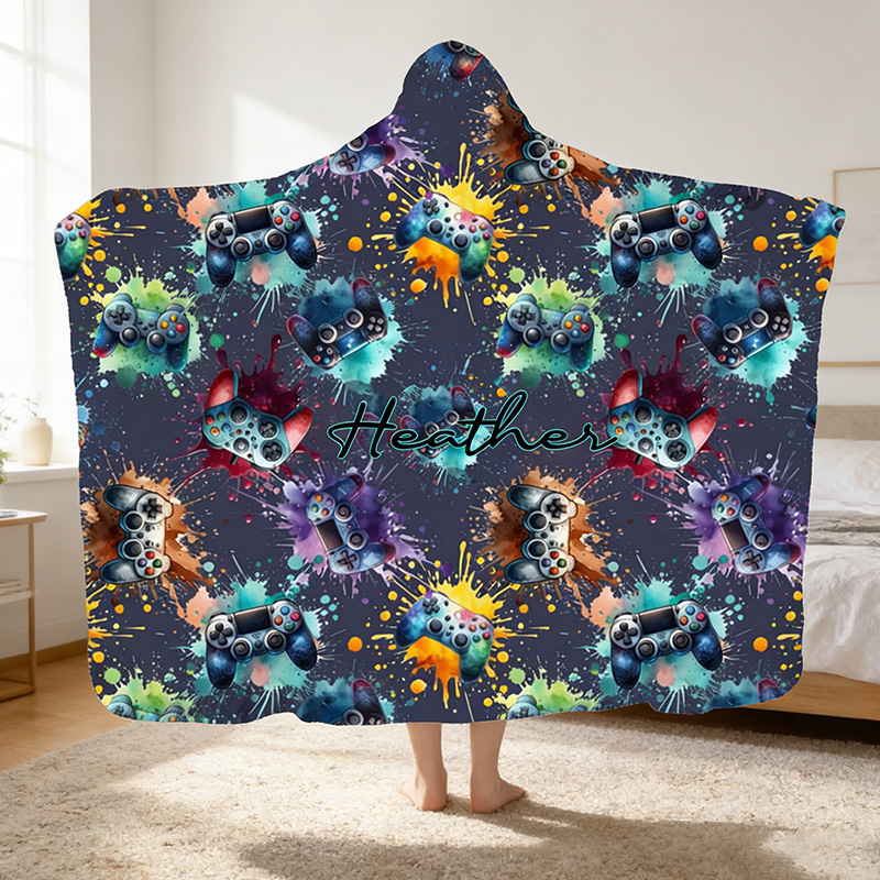 Personalized Gamer Controller Hooded Blanket Game Enthusiasts Blanket Kid Gift for Gamer Lover
