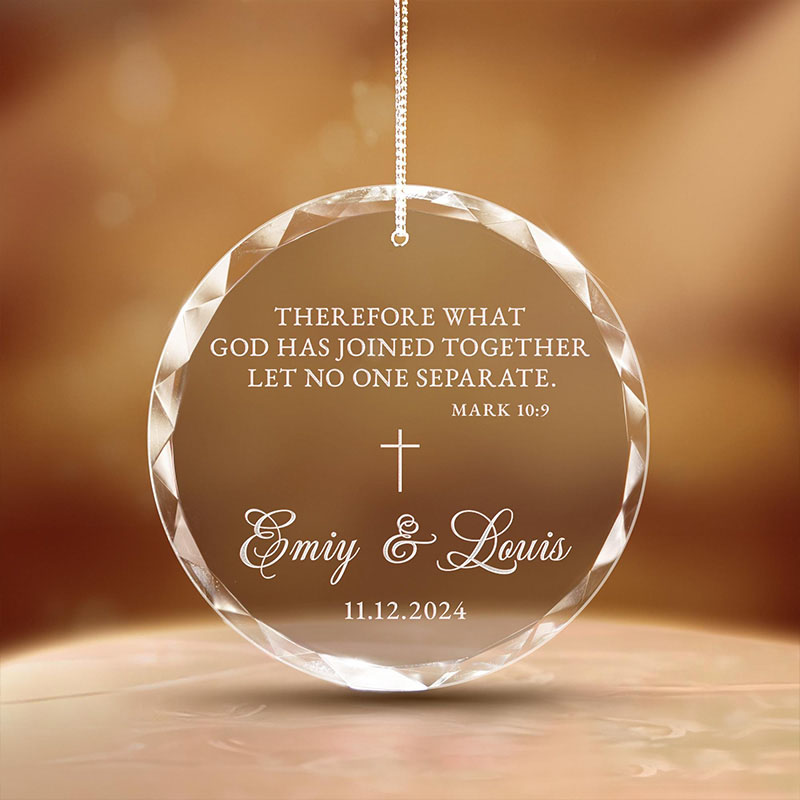 Personalized Christian Wedding Christmas Glass Ornament with Custom Name and Date Our First Christmas Ornament Bible Verse Decor Engagement Gifts