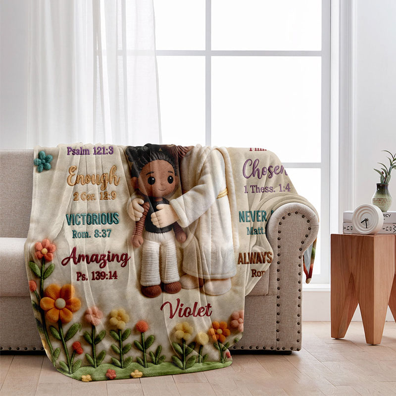 Personalized God Says You Are Soft Throw Christian Blanket with Custom Name and Photo Jesus Embracing You Graphic 3D Print Blanket Religious Gift