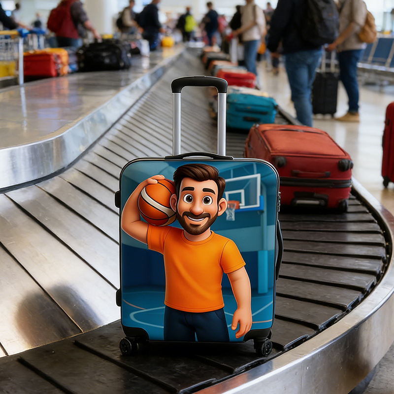 Personalized Pixar Basketball Luggage Cover with Custom Player Artwork for Basketball Fans 