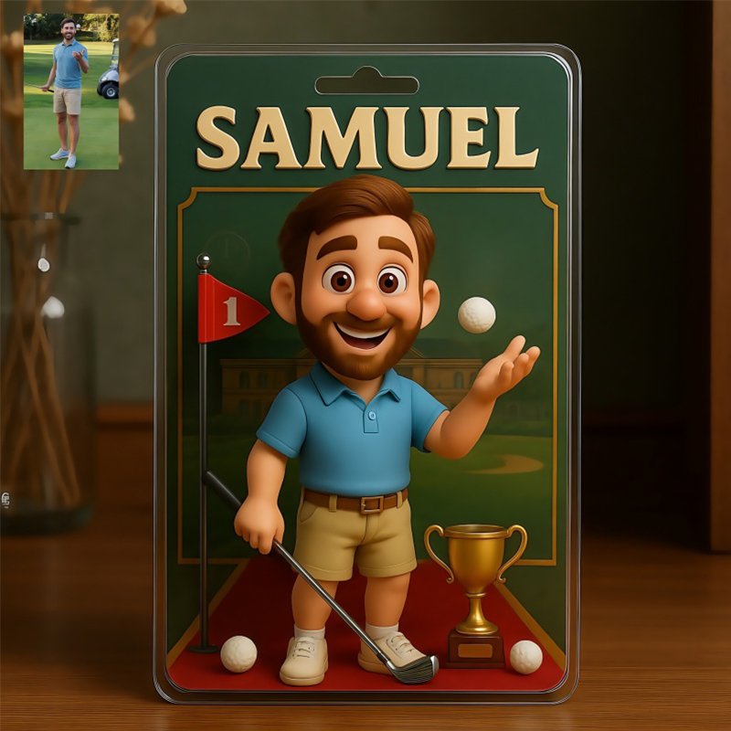 Personalized Golf Photo Pixar Style Themed Acrylic Block,Golf Themed Home Decor,Golf Gift For Him,Her,Birthday Gift For Golf Player,Gift For Golfer