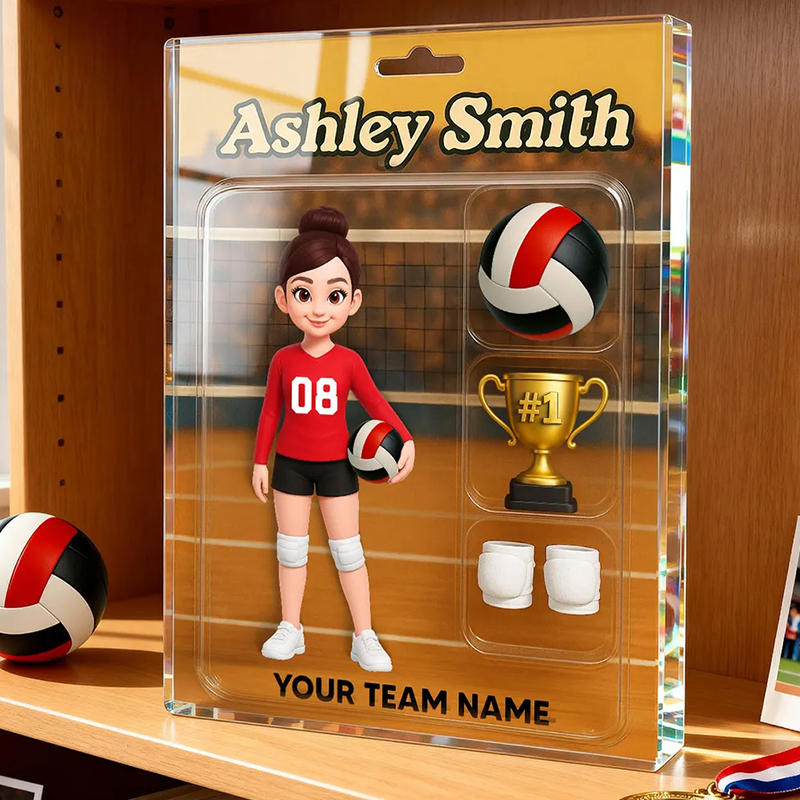 Personalized 3D Effect Volleyball Player Acrylic Block Plaque with Custom Name and Team for Volleyball Enthusiasts