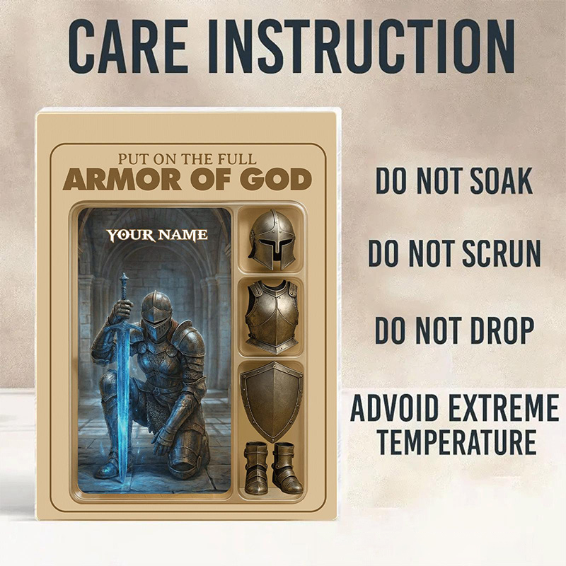 Personalized Put the Full Armor of God Acrylic Block with Custom Name Table Decor Prayer Best Gift Religious Gift Christian Gift for Christian Man