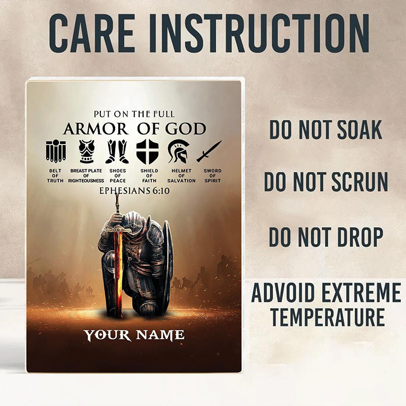 Personalized Put the Full Armor of God Ephesians 6:10 Acrylic Block with Custom Name Prayer Best Gift Christian Gift Pastor Gift for Christian Man