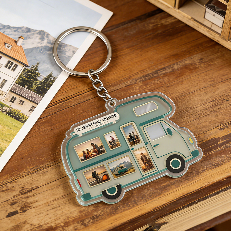 Personalized Custom Family Adventure Keychain Family Camping Commemorative Keychain Gift for Camping Lover