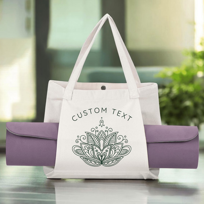 Personalized Lotus Yoga Mat Tote Bag Custom Canvas Pilates Bag Yoga Mat Holder Bag Yoga Lover Gift for Women Her