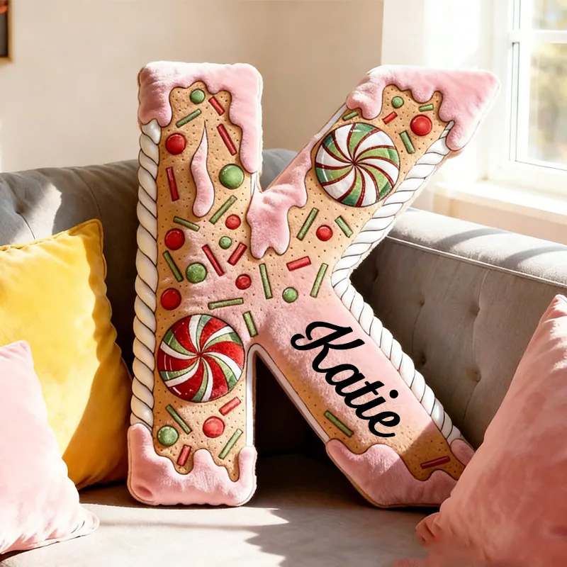 Personalized Cake Alphabet Throw Pillow Graphic 3D Print Letter Pillow Custom Kids Cookie Pillow with Name for Kids Birthday Gift