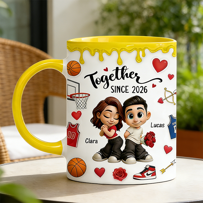 Personalized Couple’s Basketball Mug "Together Since" with Custom Names Design Gift for Anniversaries Valentine’s Day