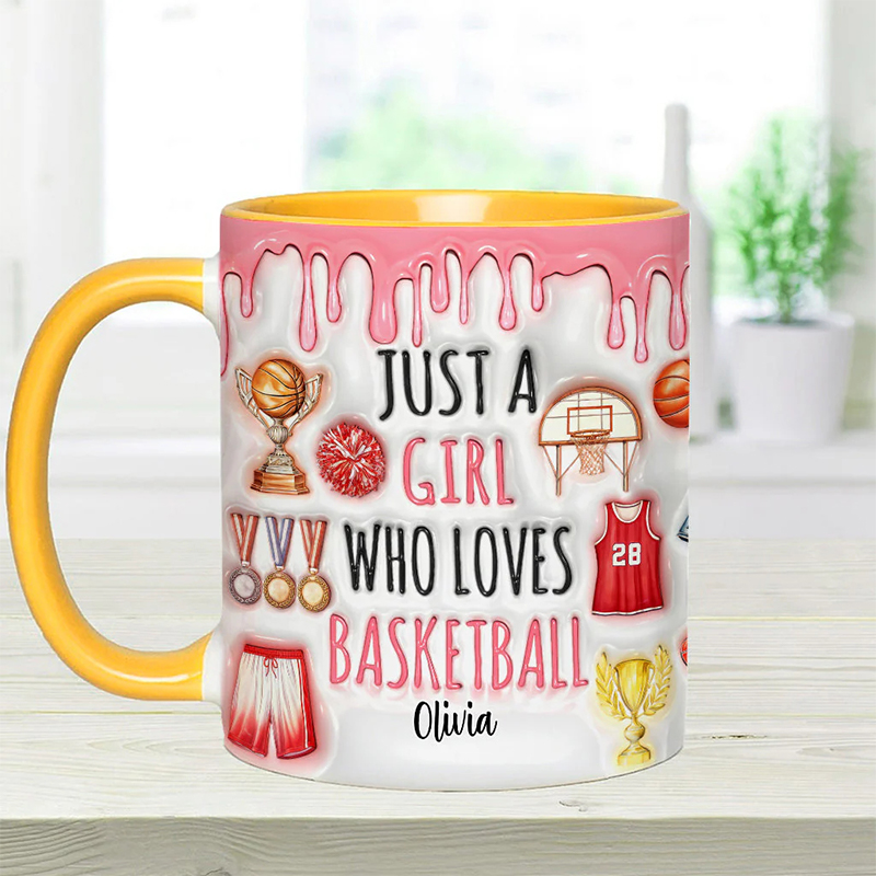 Personalized "Just a Girl Who Loves Basketball" Mug with Custom Text for Female Players and Fans