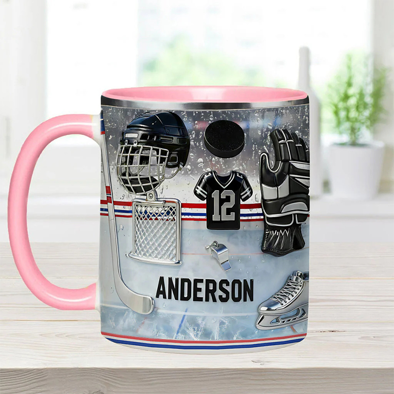 Personalized Ice Hockey Coffee Mug with Custom Name and Jersey Number for Ice Hockey Enthusiasts