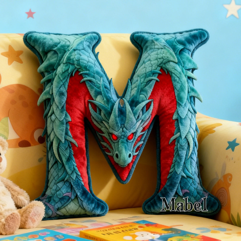 Personalized Dragon Alphabet Throw Pillow Dragon Letter Pillow with Name Graphic 3D Print Book Dragon Pillow for Kids Boys Girls Book Lover Christmas Gift