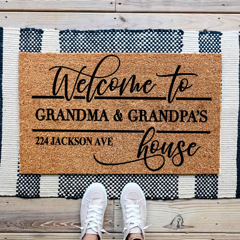 Personalized Welcome Doormat Custom Coir Mat with Name Indoor Outdoor Mat for Grandparent Housewarming New Home Gift 