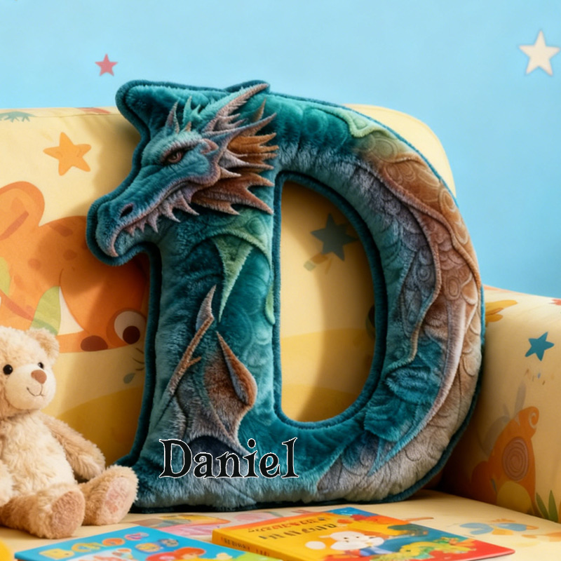 Personalized Dragon Alphabet Throw Pillow Dragon Letter Pillow with Name Graphic 3D Print Book Dragon Pillow for Kids Boys Girls Book Lover Christmas Gift