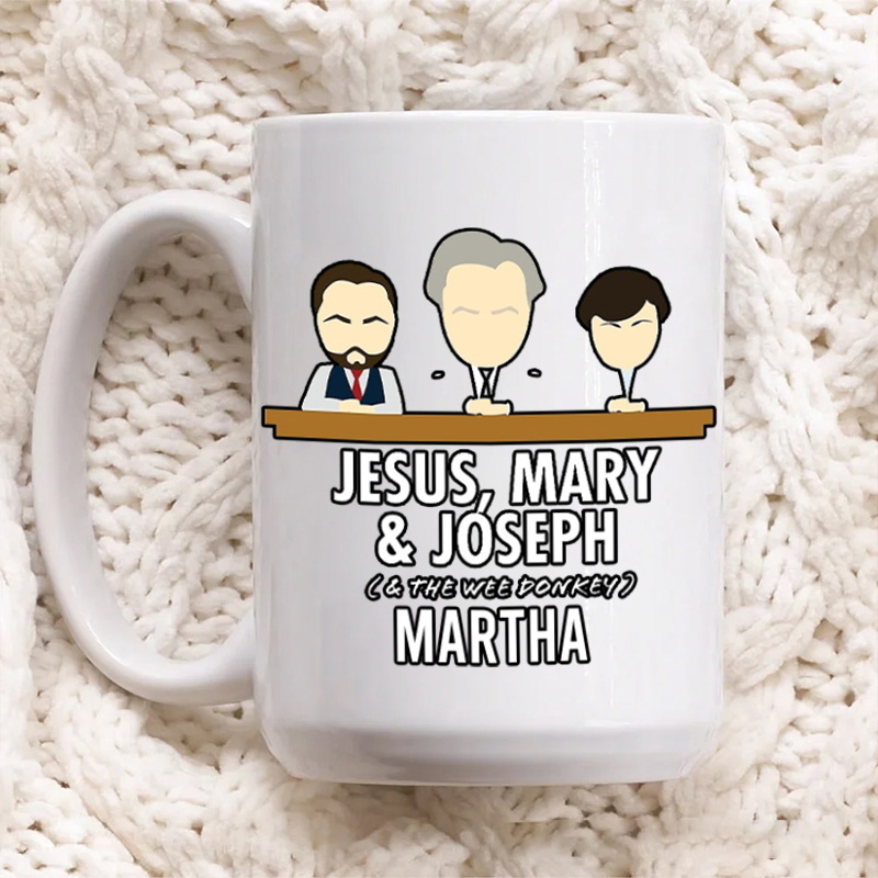 Personalized Jesus Mary Joseph & the Wee Donkey Ceramic Mug with Name Custom Coffee Cup Jesu Coffee Mug Jesus Gift Funny Christian Gift Religious Gift