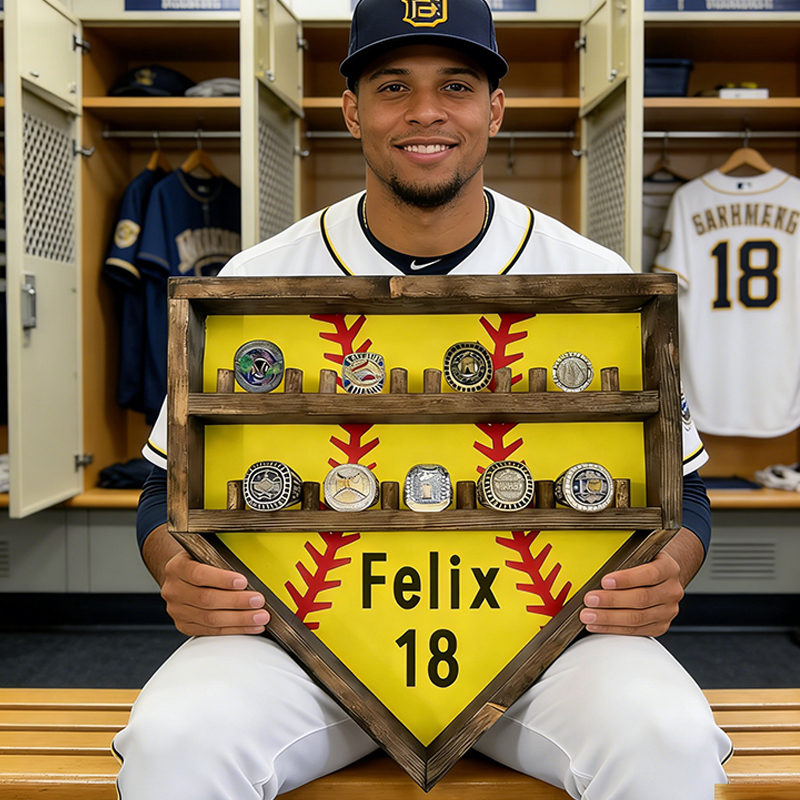 Personalized Softball Home Plate Championship Ring Display for Softball Stars