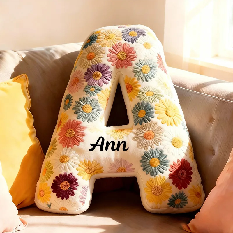 Personalized Cute Flower Letter Pillow Graphic 3D Print Butterfly Custom Name Pillow Gift for Kids 