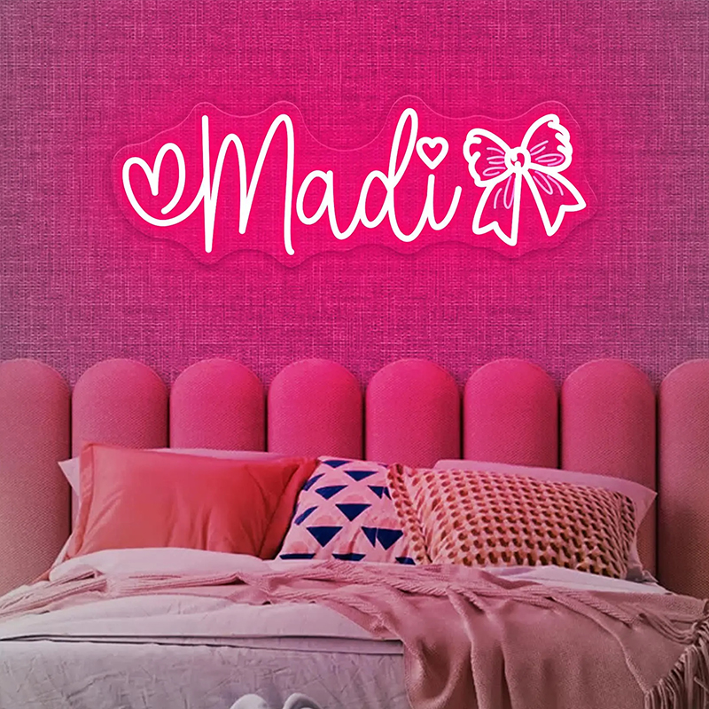 Personalized Cheerleader Neon Sign with Custom Name and Bow Design for Cheerleader Girls