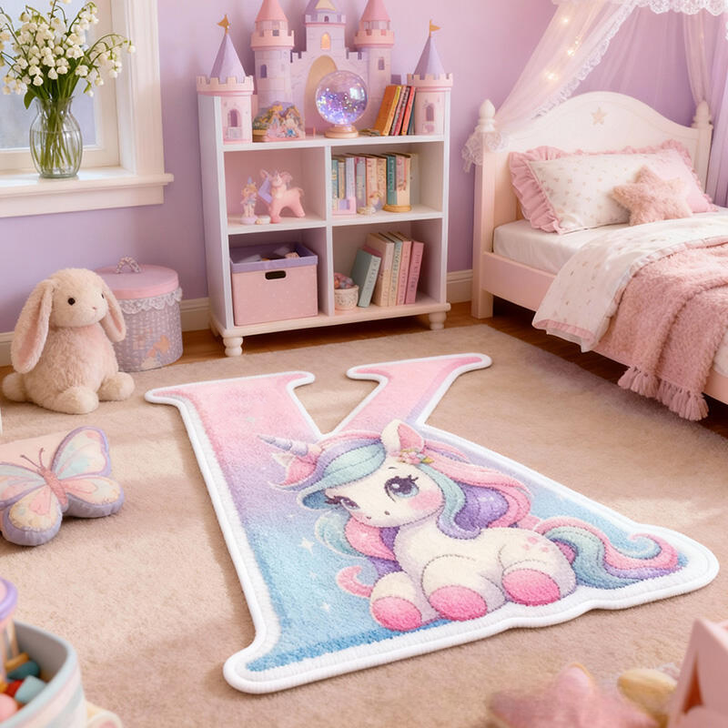 Personalized Dream Horse Initials Soft Rug Christmas Gift for Kids Rug Birthday Gifts for Kid