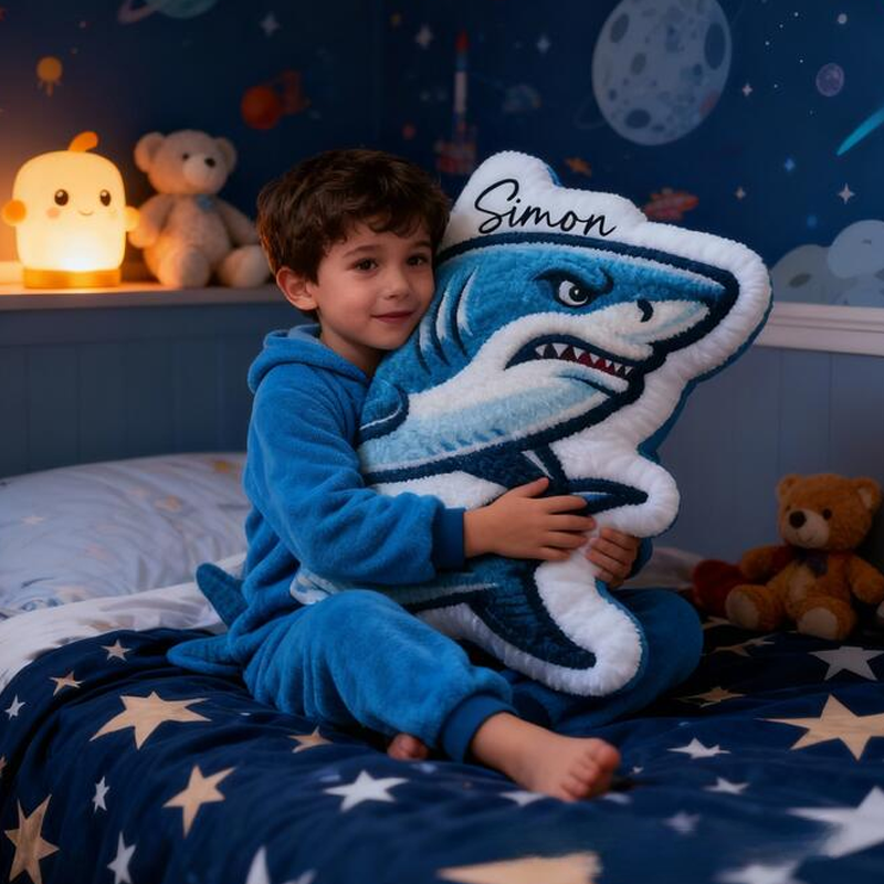 Personalized Shark Design with Name Graphic 3D Print Pillow Christmas Gift for Kids or Baby Birthday Gifts