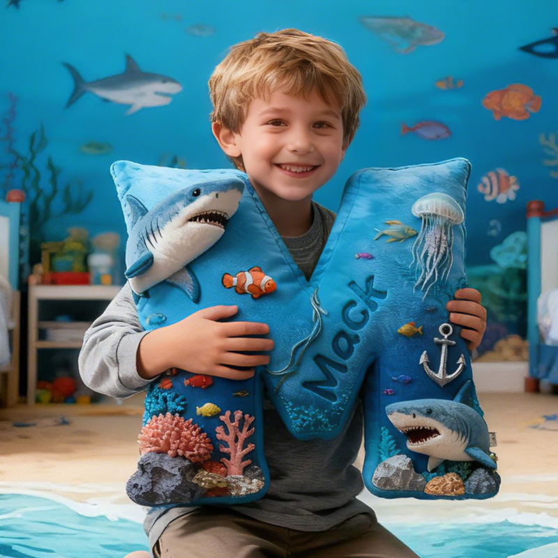 Personalized Ocean World with Name Graphic 3D Print Pillow Christmas Gift for Kids or Baby Birthday Gifts