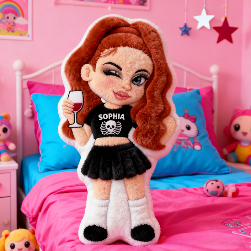 Personalized Y2K Style Cartoon Character with Name Graphic 3D Print Pillow Christmas Gift for Kids Birthday Gift