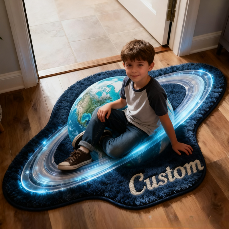 Personalized Earth with Name Soft Rug Carpet Christmas Gift for Kids Rug Birthday Gifts for Kids