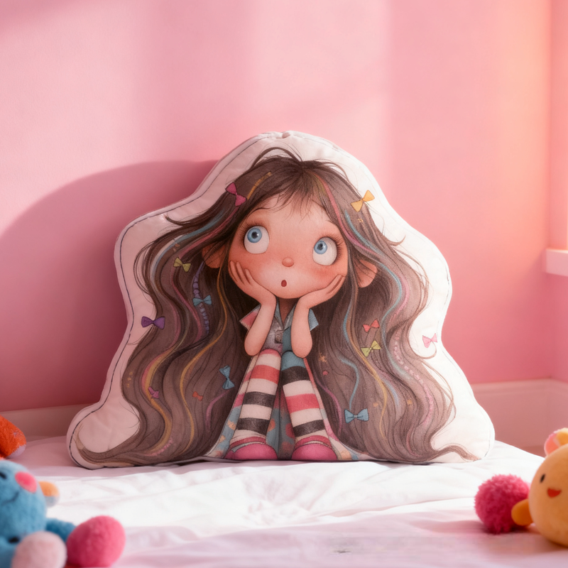 Personalized Pink Girls with Name Graphic 3D Print Pillow Christmas Gift for Kids Birthday Gift
