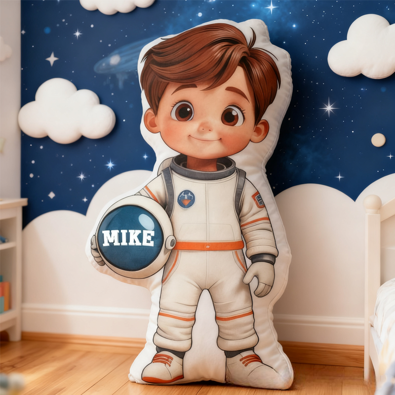Personalized Cute Astronaut with Name Graphic 3D Print Pillow Christmas Gift for Kids Birthday Gift