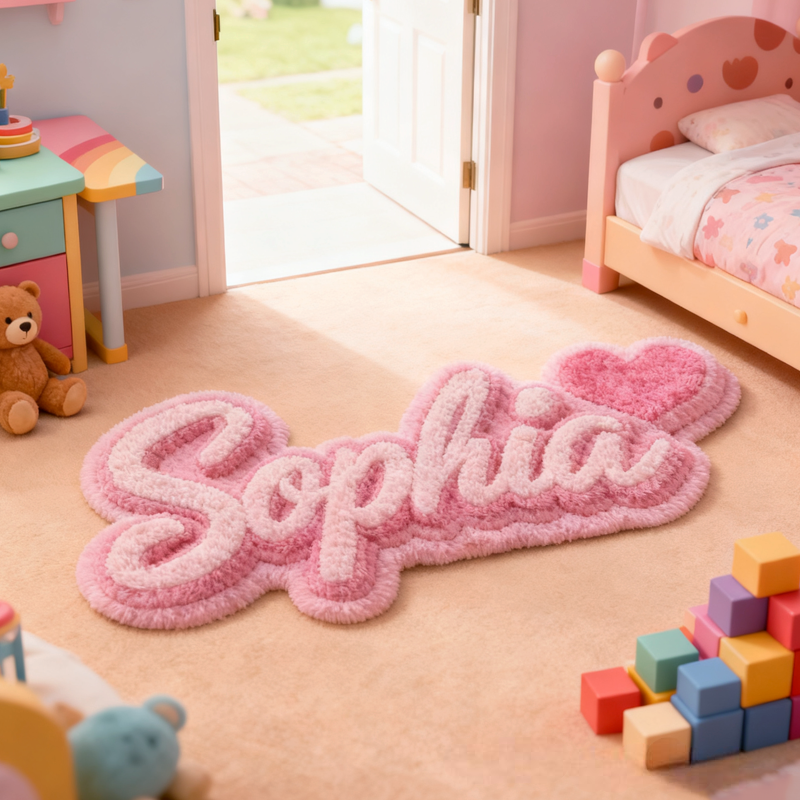 Personalized Pink Name with Name Soft Rug Carpet Christmas Gift for Kids Rug Birthday Gifts for Kids