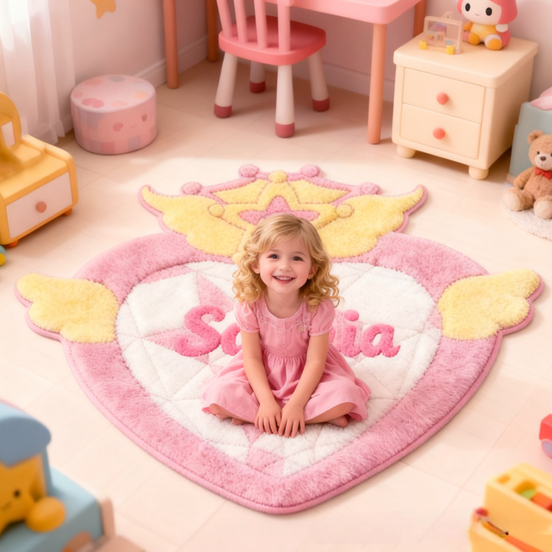 Personalized Pink Princess Initials with Name Soft Rug Carpet Christmas Gift for Kids Rug Birthday Gifts for Kids