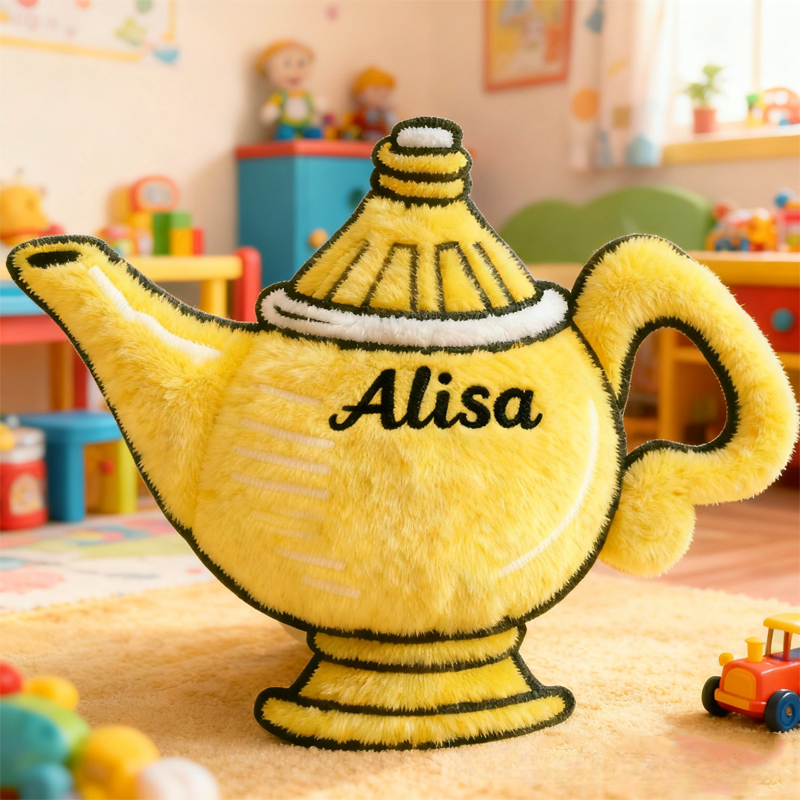 Personalized Cute Magic Lamp with Name Graphic 3D Print Pillow Christmas Gift for Kids 