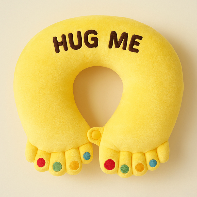 Personalized Cute Hug Me Throw Pillow Neck Pillow U-Shaped Pillow Funny Travel Pillow with Feet Design Gift for Kids Adults 