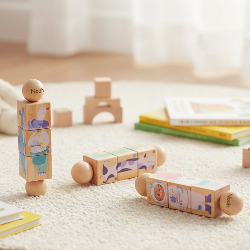 Personalized Wooden Rotating Puzzle for Kids Custom Name 4 Themes Educational Gift Personalized Learning Toy for Toddlers & Babies