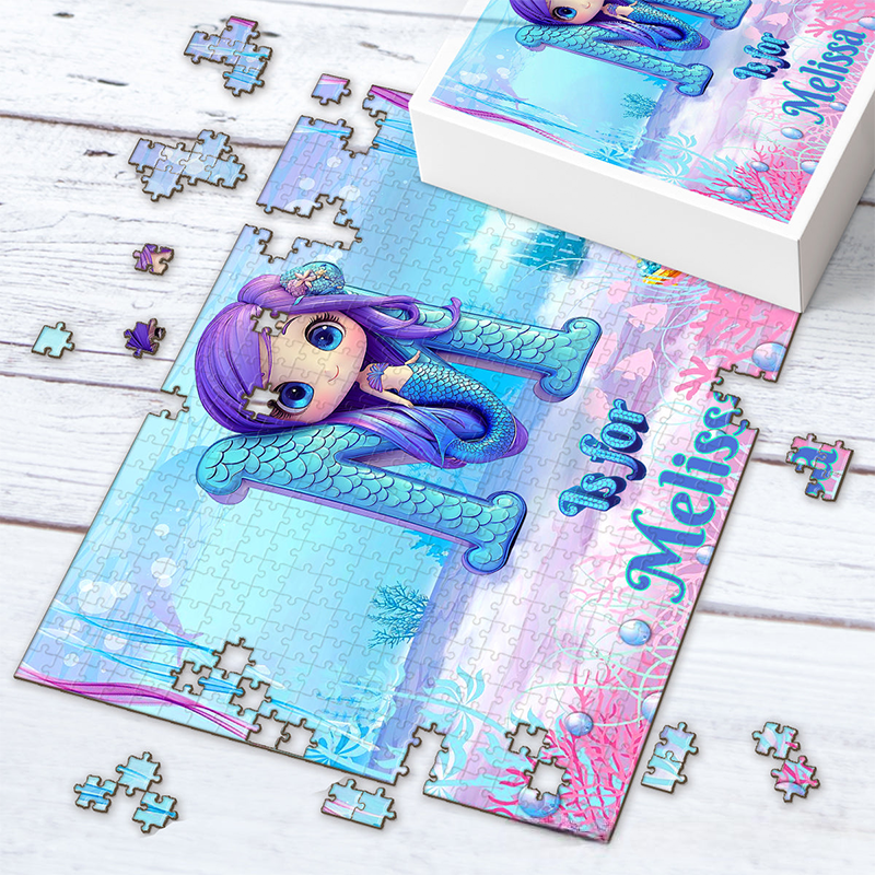 Personalized Beautiful Mermaid Letter Kid Jigsaw Puzzle