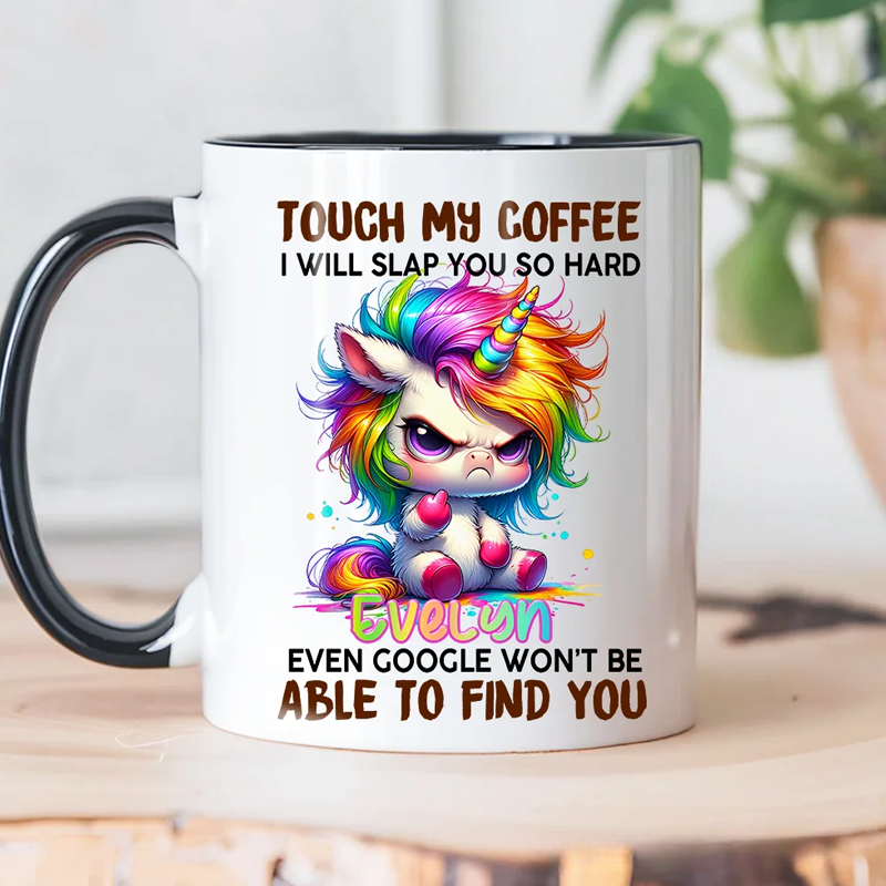 Personalised Funny Grumpy Cartoon Animal 11oz Mug with Name Back to School Birthday Gift