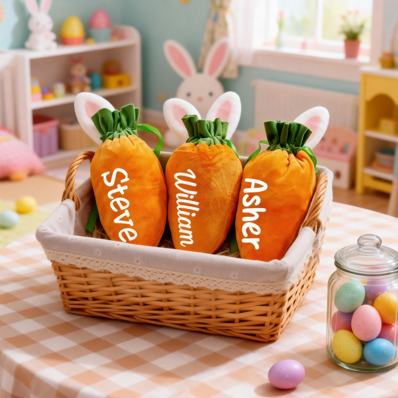 Personalised Easter Carrot Bag Gift Easter Gift Easter Basket Stuffers Easter Party Favors Easter Treat Bags Carrot Shaped Gift Bags
