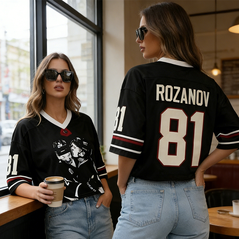 Personalized Hockey Fan Crop Jersey with Customizable Name & Number for Game Day 