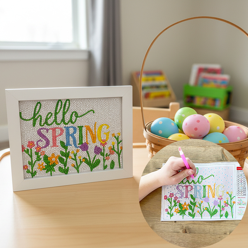 Personalized Easter Diamond Art Kit for Kids DIY Craft Set with Frame and Sparkling Gems Perfect Gift for Kids