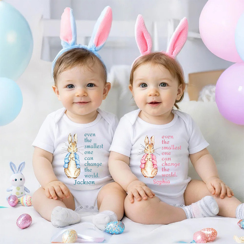 Personalized Easter Bunny Quote Custom Name Cute Infant Outfit Soft Cotton Spring Gift for Newborn Baby Girl Holiday Celebration Baby Bodysuit