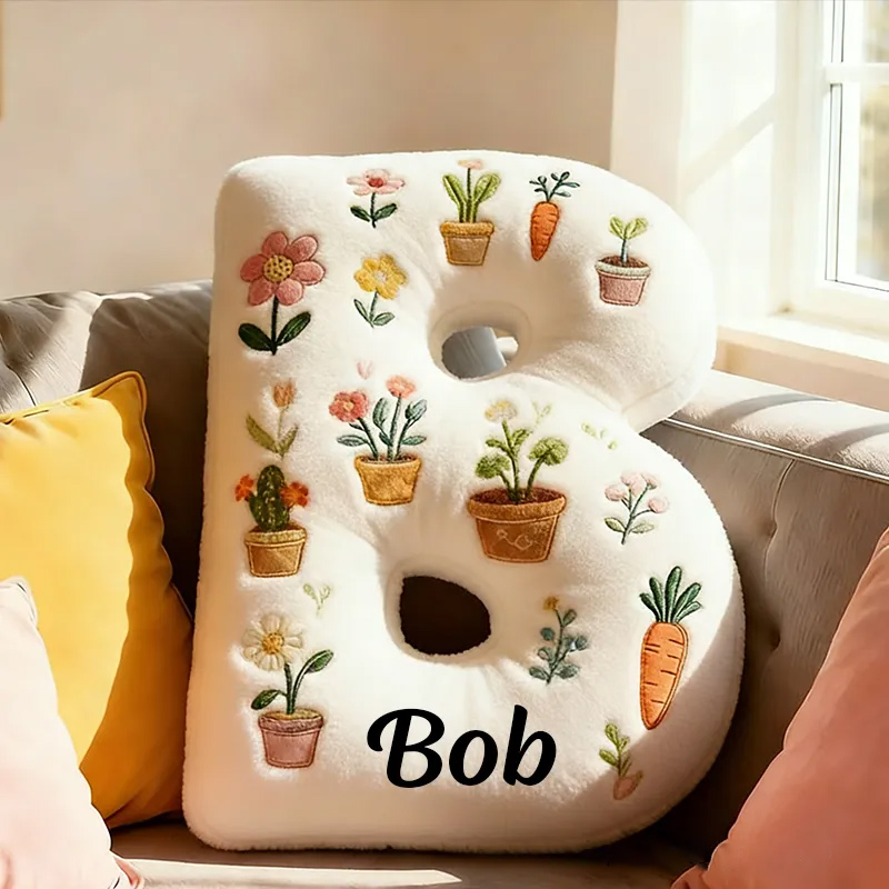  Personalized Plants Letter Pillow Graphic 3D Print Pillow Custom Name Design Pillow for Kids Family