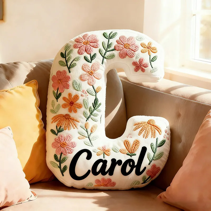 Personalized Flowers Letter Pillow Graphic 3D Print Flowers and Custom Name Pillow for Gardening Lovers