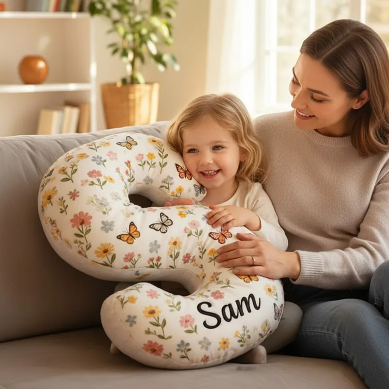 Personalized Cute Flower Letter Pillow Graphic 3D Print Butterfly Custom Name Pillow for Kids Gardening Lovers Gift