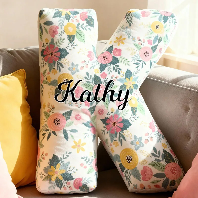 Personalized Cute Flower Letter Pillow Custom Name Pillow for Kids Gardening Lovers Gift