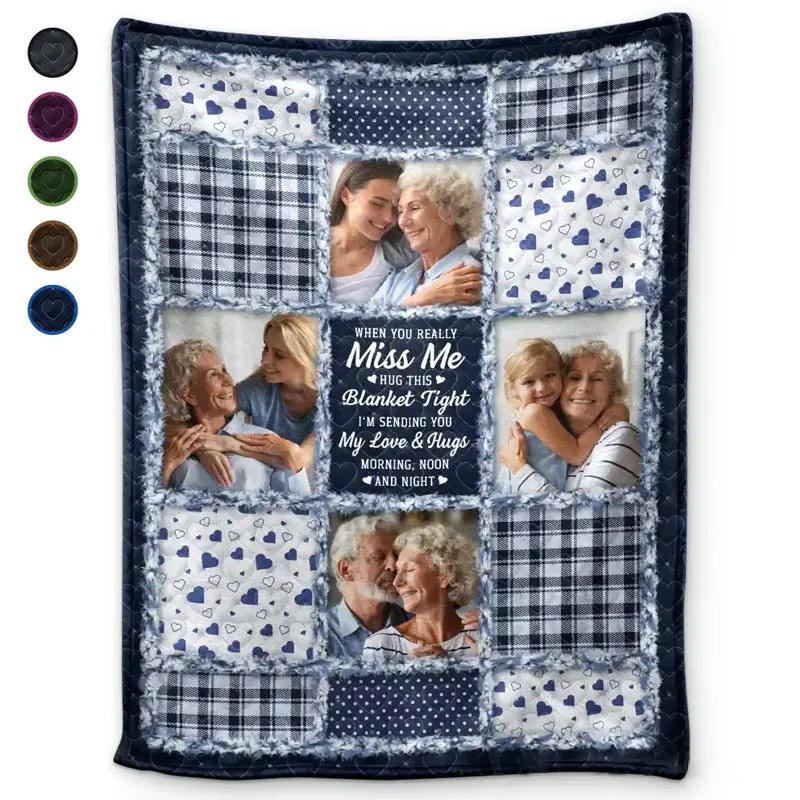 Personalized Memorial Photo Blanket When You Really Miss Me Hug This Blanket Custom Photo Flannel Blanket Remembrance Gift 