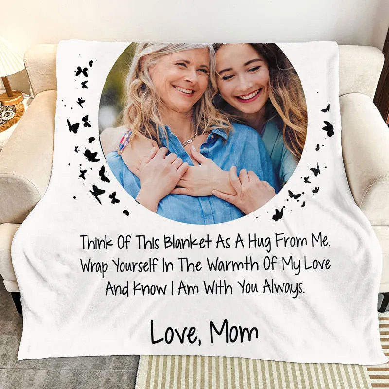 Personalized Memorial Mom Blanket in Memory of Photo Blanket Gift Sympathy Blankets Hugs From Heaven Blanket 