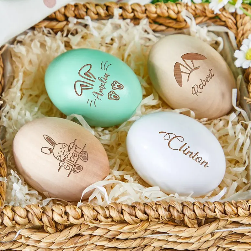 Personalized Easter Egg with Name Engraved Wood Easter Egg with Bunny Ear Easter Decor Gifts for Kid Easter Egg Easter Basket Decor Keepsake