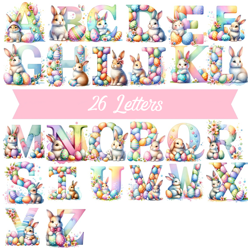 Personalized Easter Bunny Alphabet Letters Plaid Easter Basket with Name and Initial Easter Eggs Hunting Easter Day Gift for Boys Girls