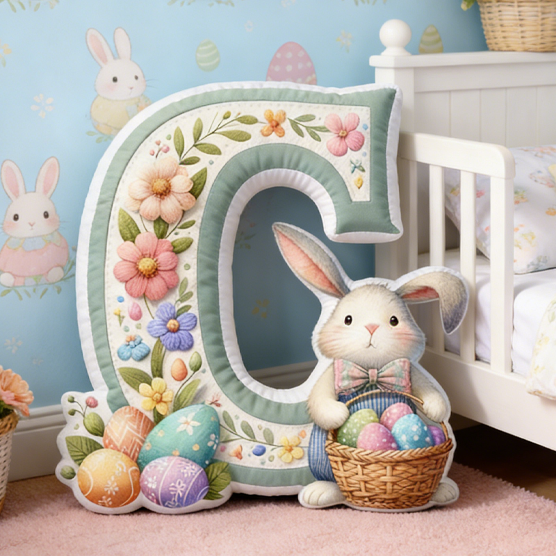 Personalized Cute Bunny Animal Easter Egg Pillow Egg Hunting Party Easter Gift for Boys Girls