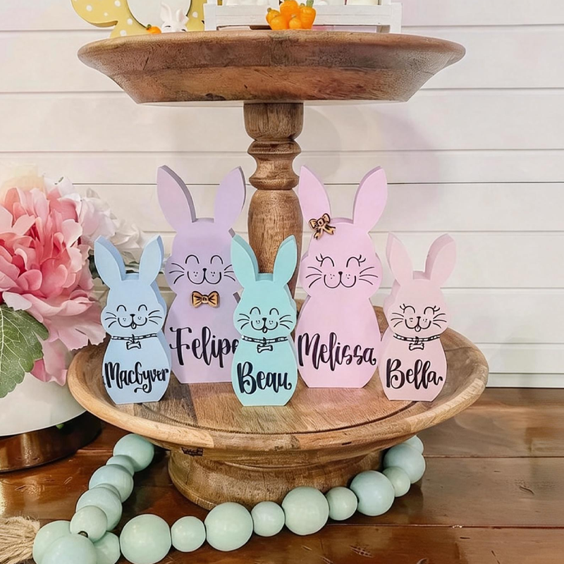Personalized Easter Bunny Block Chunky Wooden Easter Bunny Custom Easter Bunny Custom Easter Gift Custom Easter Bunny Decor